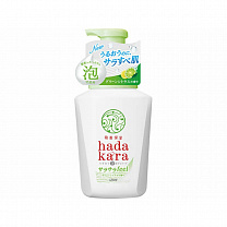 Бархатное увлажняющее мыло пенка для тела с ароматом зеленых цитрусовых фруктов  Hadakara "LION" 550 мл 
