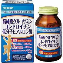 Глюкозамин, хондроитин и гиалуроновая кислота ORIHIRO, 270 шт на 30 дней